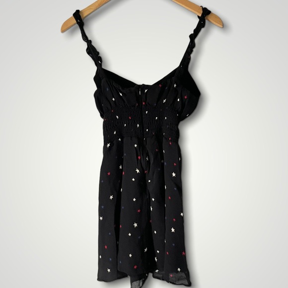 Reformation Black Elyse Patriotic Color Star Ruffle Strap Fit & Flare Mini Dress - Picture 9 of 9